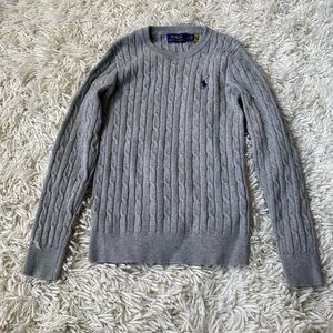 RALPH LAUREN Women's Grey Cotton Cable Knit Size Small